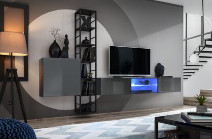 ASM Möbel Wohnwand mit Metallrahmen Switch Met VI