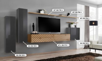 ASM Möbel Wohnwand Switch Lamel – Bild 2