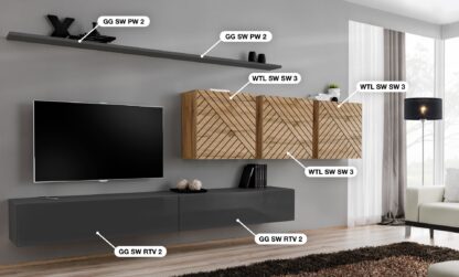 ASM Möbel Wohnwand Switch Lamel – Bild 2