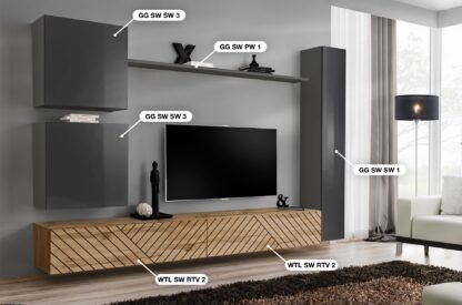 ASM Möbel Wohnwand Switch Lamel – Bild 2