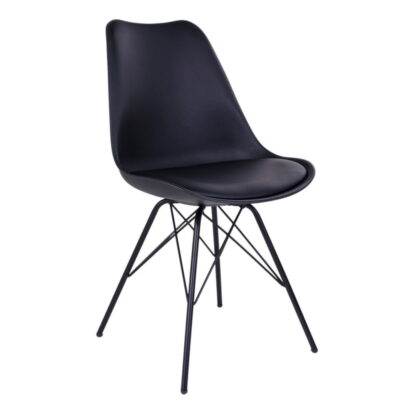 Oslo Esszimmerstuhl – Esszimmerstuhl, PU-Leder, schwarz, schwarze Beine