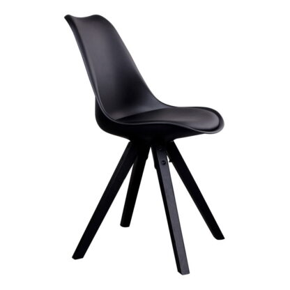 Bergen Dining Chair – Esszimmerstuhl, schwarz mit schwarzen Beinen – Bild 3