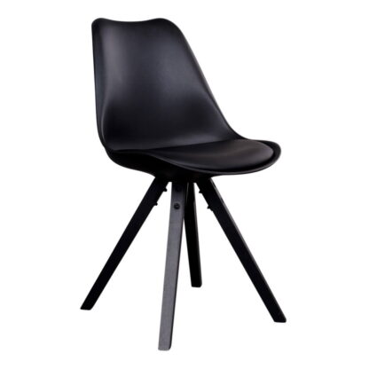 Bergen Dining Chair – Esszimmerstuhl, schwarz mit schwarzen Beinen