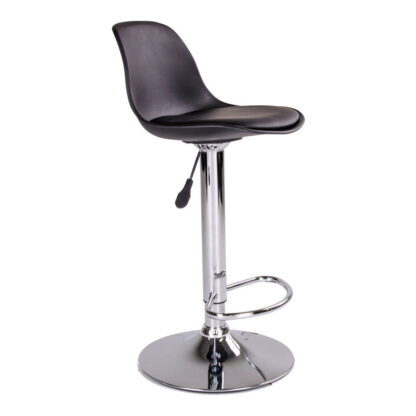 Trondheim Bar Chair – Barstuhl, PU-Leder, schwarz, Chrombeine – Bild 3