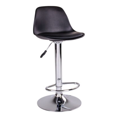 Trondheim Bar Chair – Barstuhl, PU-Leder, schwarz, Chrombeine