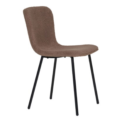 Halden Dining Chair - Esszimmerstuhl, Kunstfell, dunkelbraun, schwarze Beine, HN1092 – Bild 3