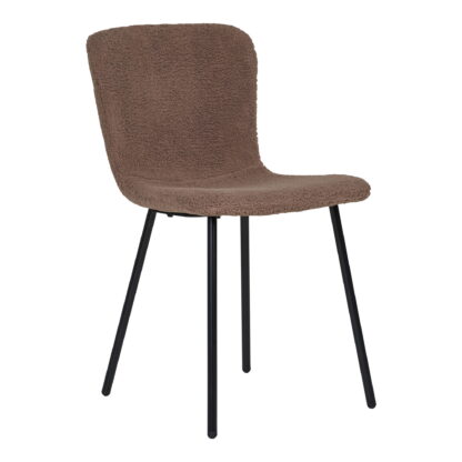Halden Dining Chair - Esszimmerstuhl, Kunstfell, dunkelbraun, schwarze Beine, HN1092