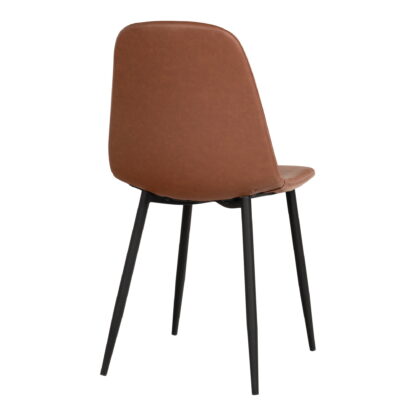 Stockholm Dining Chair – Esszimmerstuhl, PU-Leder, Vintage-Hellbraun, schwarze Beine, HN1224 – Bild 4