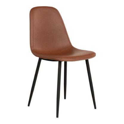 Stockholm Dining Chair – Esszimmerstuhl, PU-Leder, Vintage-Hellbraun, schwarze Beine, HN1224