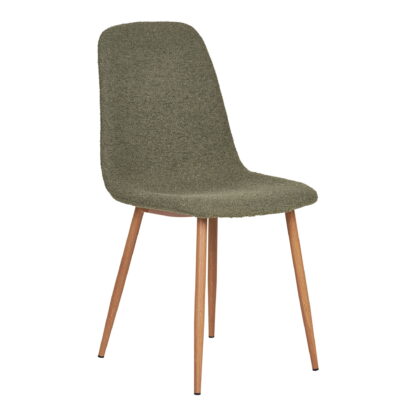 Stockholm Dining Chair - Esszimmerstuhl, Bouclé, dunkelgrün, holzähnliche Beine, HN1236