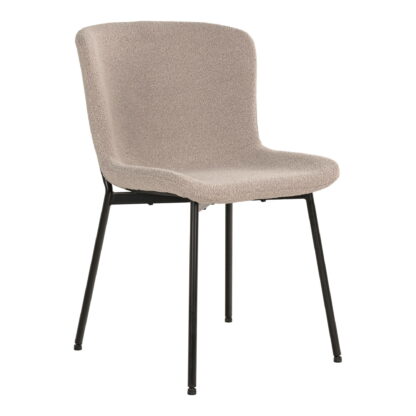 Maceda Dining Chair – Esszimmerstuhl, Bouclé, Beige, schwarze Beine, HN1239