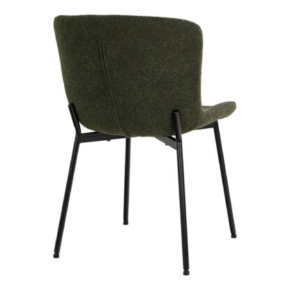 Maceda Dining Chair – Esszimmerstuhl, Bouclé, dunkelgrün, schwarze Beine, HN1241 – Bild 4