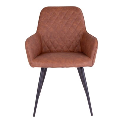 Harbo Esszimmerstuhl – Esszimmerstuhl aus PU, Vintage-Braun mit schwarzen Beinen, HN1220 – Bild 2