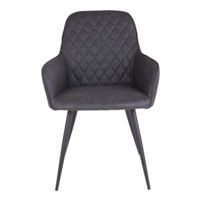 Harbo Dining Chair – Esszimmerstuhl, PU-Leder, dunkelgrau, schwarze Beine, HN1221 – Bild 2