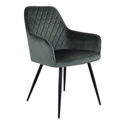 Harbo Dining Chair – Esszimmerstuhl, Samt, grün, schwarze Beine, HN1206