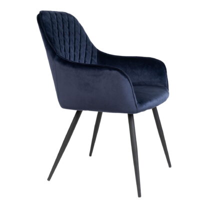 Harbo Dining Chair – Esszimmerstuhl, Samt, blau, schwarze Beine, HN1205 – Bild 3