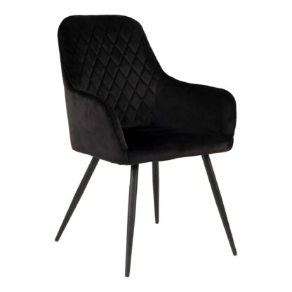 Harbo Dining Chair – Esszimmerstuhl, Samt, schwarz, schwarze Beine, HN1207