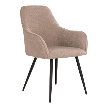 Harbo Esszimmerstuhl – Esszimmerstuhl, Bouclé, Beige, schwarze Beine, HN1233