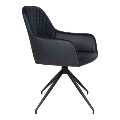 Harbo Esszimmerstuhl mit Drehgelenk – Esszimmerstuhl mit Drehgelenk, PU-Leder, schwarz, schwarze Beine, HN1223 – Bild 3
