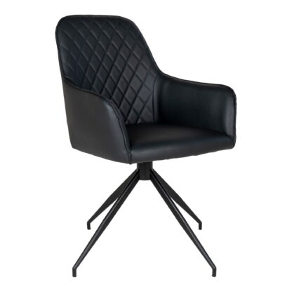 Harbo Esszimmerstuhl mit Drehgelenk – Esszimmerstuhl mit Drehgelenk, PU-Leder, schwarz, schwarze Beine, HN1223