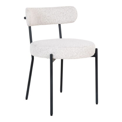 Badalona Dining Chair – Esszimmerstuhl, weißes Bouclé mit schwarzen Beinen, HN1270