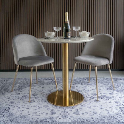 Geneve Dining Chair – Esszimmerstuhl, Samt, Grau, Beine in Messingoptik, HN1213 – Bild 5