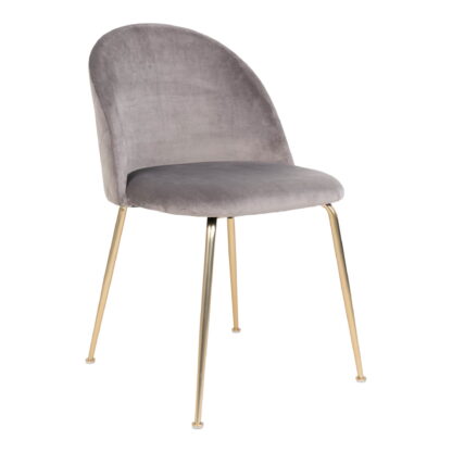 Geneve Dining Chair – Esszimmerstuhl, Samt, Grau, Beine in Messingoptik, HN1213