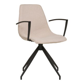 Monaco Dining Chair – Esszimmerstuhl, drehbar, Armlehne, Sand mit schwarzen Beinen, HN1230