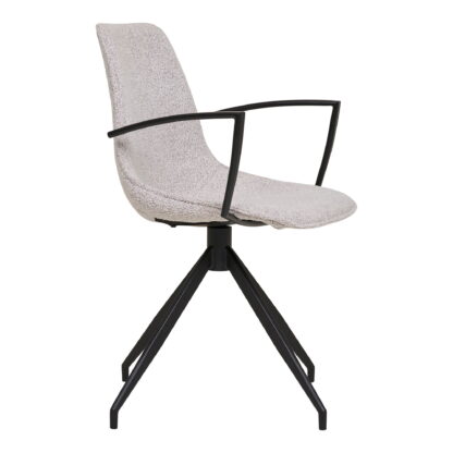 Monaco Dining Chair – Esszimmerstuhl, drehbar, Armlehne, Bouclé, Sand mit schwarzen Beinen, HN1267 – Bild 3