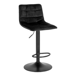 Middelfart Barstuhl – Barstuhl, Samt, schwarz, schwarze Beine, HN1207