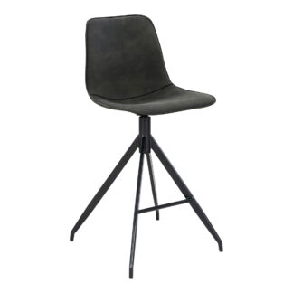 Monaco Counter Chair – Thekenstuhl aus Mikrofaser, grau mit schwarzen Beinen, HN1229