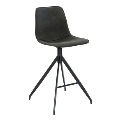 Monaco Counter Chair – Thekenstuhl aus Mikrofaser, grau mit schwarzen Beinen, HN1229