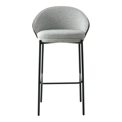 Canelas Bar Chair – Barstuhl, hellgrau mit dunkelbrauner Rückenlehne und schwarzen Beinen, HN1276 – Bild 2