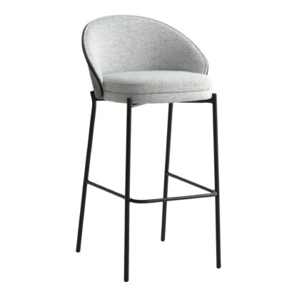 Canelas Bar Chair – Barstuhl, hellgrau mit dunkelbrauner Rückenlehne und schwarzen Beinen, HN1276