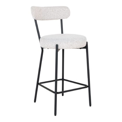 Badalona Counter Chair – Thekenstuhl, weißes Bouclé mit schwarzen Beinen, HN1270