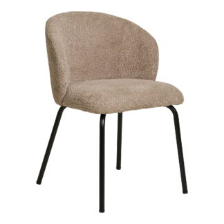 Safira Dining Chair – Esszimmerstuhl, Bouclé, Beige, schwarze Beine, HN1266