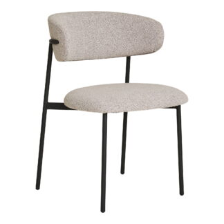 Mira Dining Chair – Esszimmerstuhl, Bouclé, Sand, schwarze Beine, HN1267
