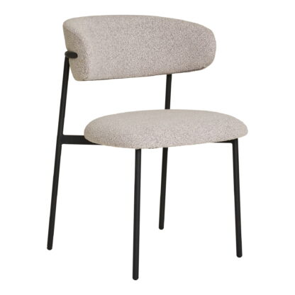 Mira Dining Chair – Esszimmerstuhl, Bouclé, Sand, schwarze Beine, HN1267