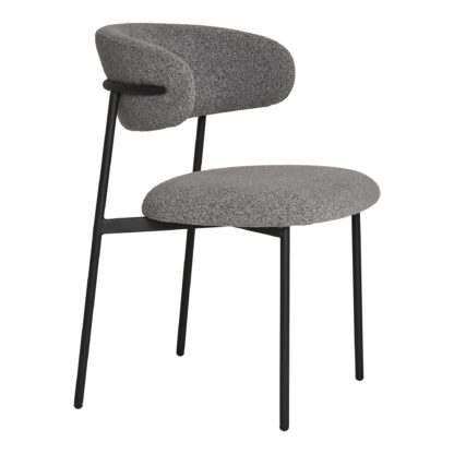 Mira Dining Chair – Esszimmerstuhl, Bouclé, hellgrau, schwarze Beine, HN1268 – Bild 3
