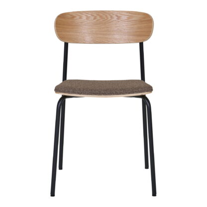 Estepona Dining Chair – Esszimmerstuhl, Rückenlehne aus Eschenholz, brauner Sitz mit schwarzen Beinen, HN1269 – Bild 2