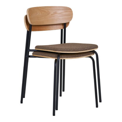 Estepona Dining Chair – Esszimmerstuhl, Rückenlehne aus Eschenholz, brauner Sitz mit schwarzen Beinen, HN1269 – Bild 5