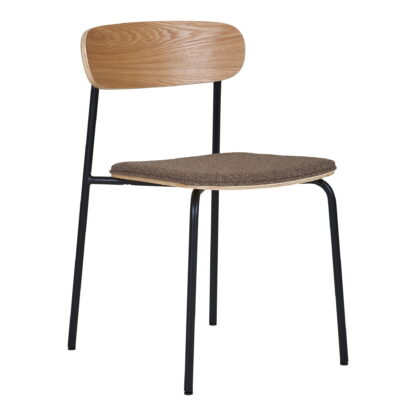 Estepona Dining Chair – Esszimmerstuhl, Rückenlehne aus Eschenholz, brauner Sitz mit schwarzen Beinen, HN1269
