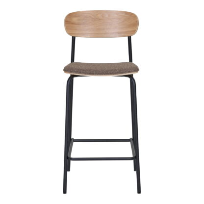 Estepona Counter Chair – Thekenstuhl, Rückenlehne aus Eschenholz, brauner Sitz mit schwarzen Beinen, HN1269 – Bild 2