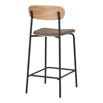 Estepona Counter Chair – Thekenstuhl, Rückenlehne aus Eschenholz, brauner Sitz mit schwarzen Beinen, HN1269 – Bild 4