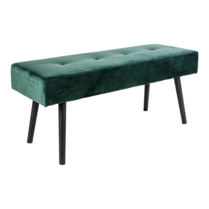 Skiby Bench – Bank, Samt, dunkelgrün, schwarze Beine, 100 x 35 x 44 cm, HN1206 – Bild 2