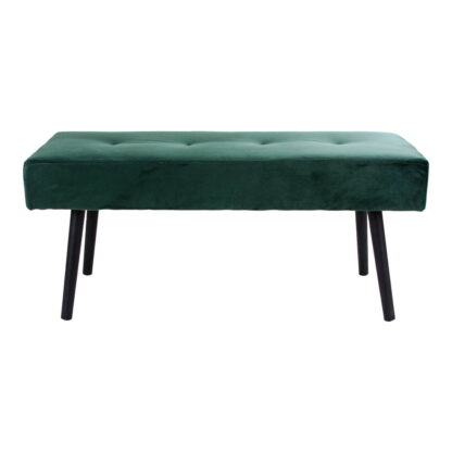 Skiby Bench – Bank, Samt, dunkelgrün, schwarze Beine, 100 x 35 x 44 cm, HN1206