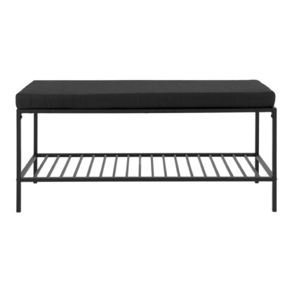 Vita Bench – Bank mit Kissen und Ablage, schwarz mit schwarzen Beinen, 100 x 36 x 48,5 cm – Bild 2