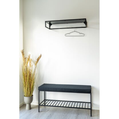 Vita Bench – Bank mit Kissen und Ablage, schwarz mit schwarzen Beinen, 100 x 36 x 48,5 cm – Bild 5