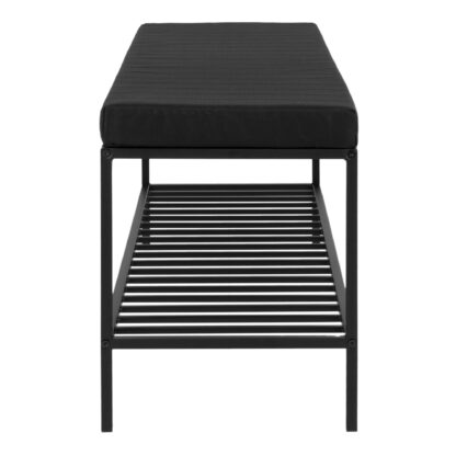Vita Bench – Bank mit Kissen und Ablage, schwarz mit schwarzen Beinen, 100 x 36 x 48,5 cm – Bild 3