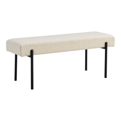Swindon Bench - Bank, Bouclé, weiß, schwarze Beine, 100x36x42,5 cm, HN1232 – Bild 2